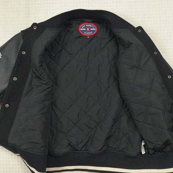 GAP Varsity Classic G 1969 Black Wool Leather Sleeve Letterman Jacket Mens M - Picture 6 of 15